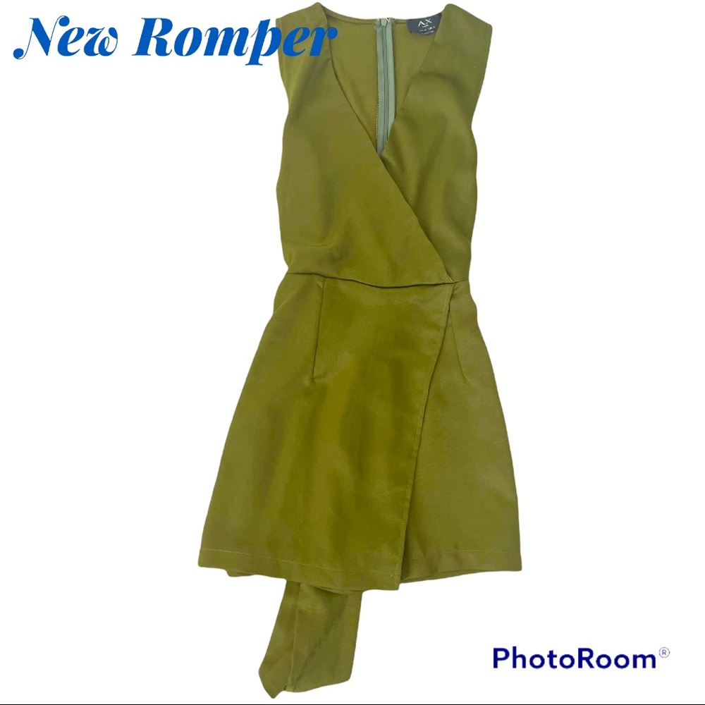 Olive Wrap Tie Romper